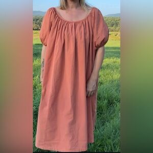 Rudy Jude Terracotta Puff-Sleeve Maxi Dress